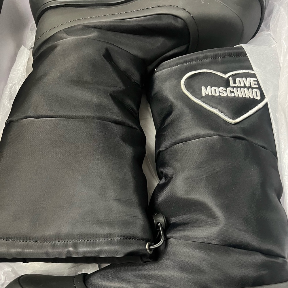 Love Moschino Heart Patch Boots In Black
